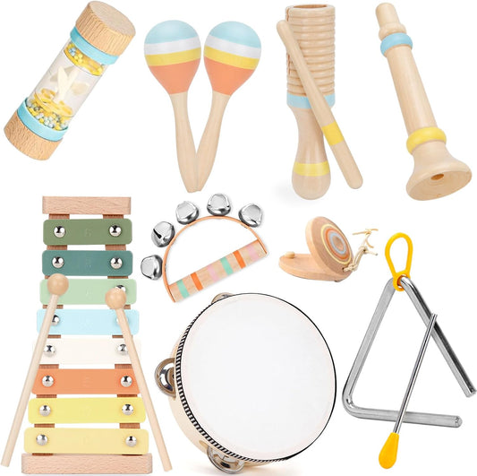 ZJEFUNS Juego de instrumentos musicales para bebés, juguetes Montes...