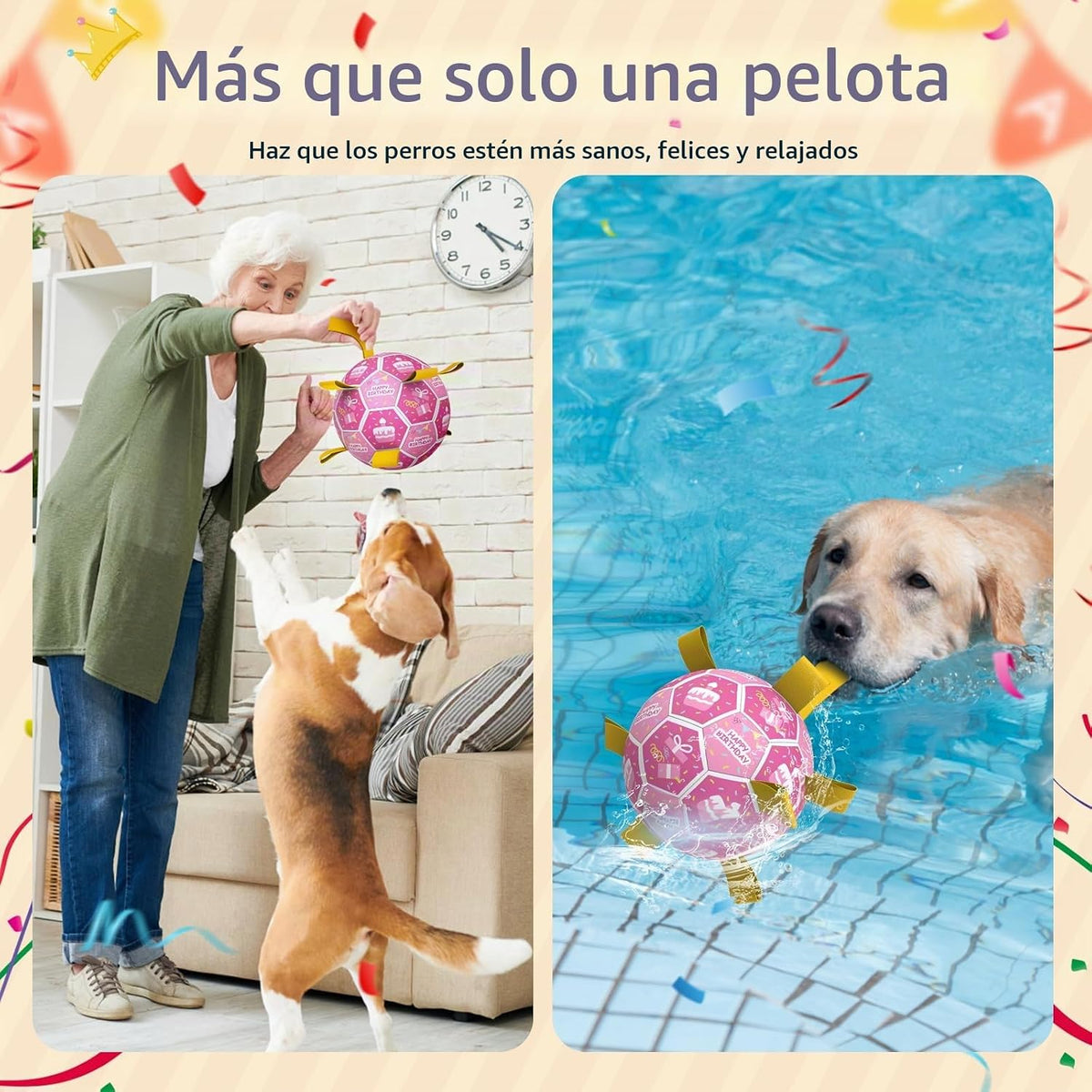 QDAN Juguetes de cumpleaños para perros, juguetes para perros con s...