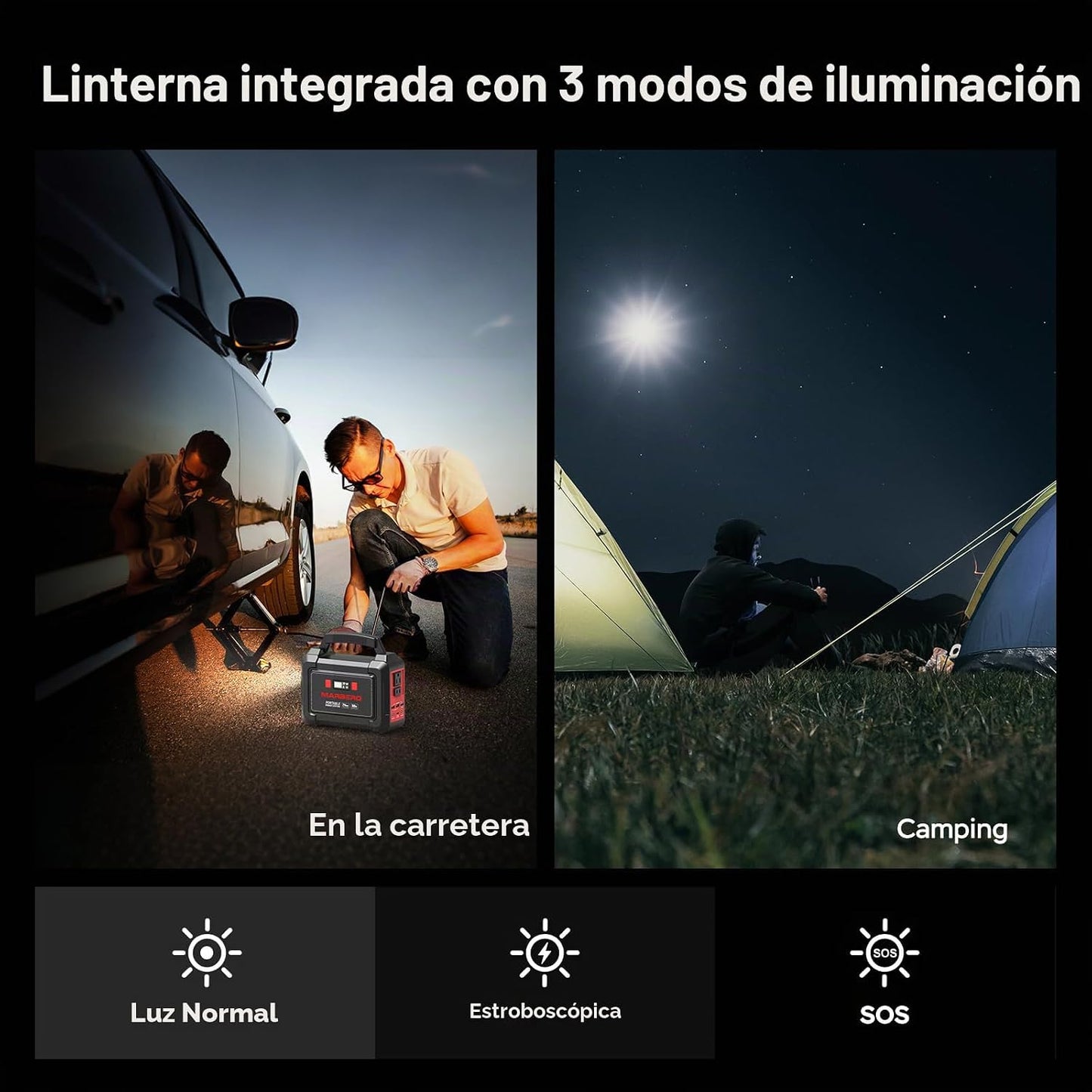MARBERO Generador solar de 296 Wh con paneles solares, estación de...