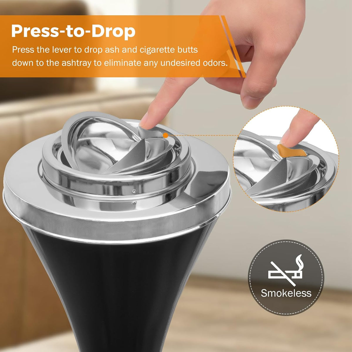 BEAMNOVA Soporte negro del cenicero del piso para el cubo desmontab...