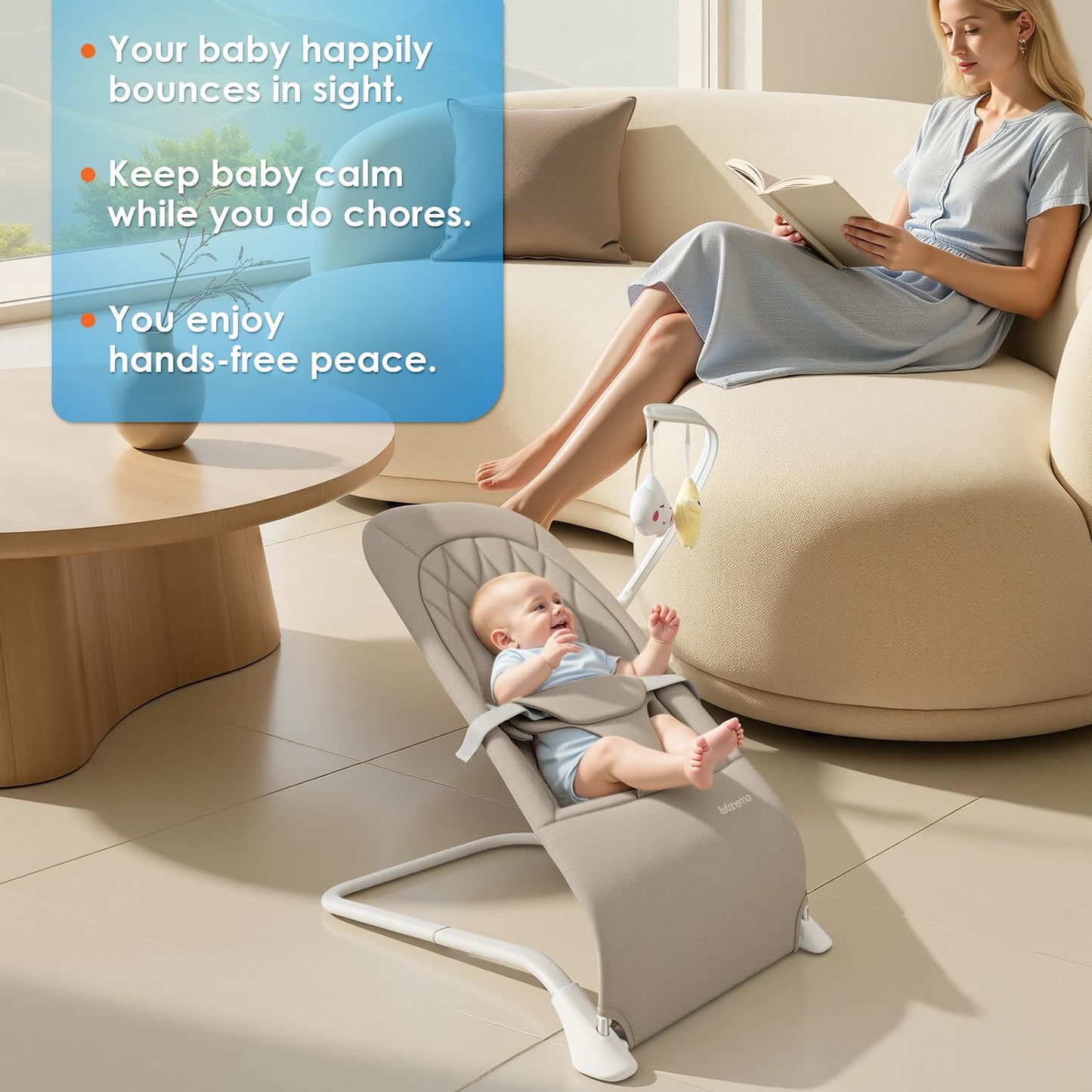 Asiento portátil para bebé con base ancha para una excelente estabi...