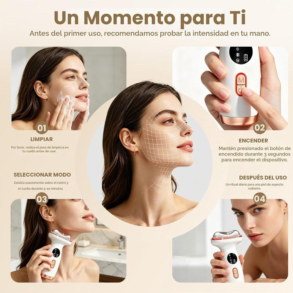 YueLi Dispositivo facial de microcorriente con luz roja, masajeador...