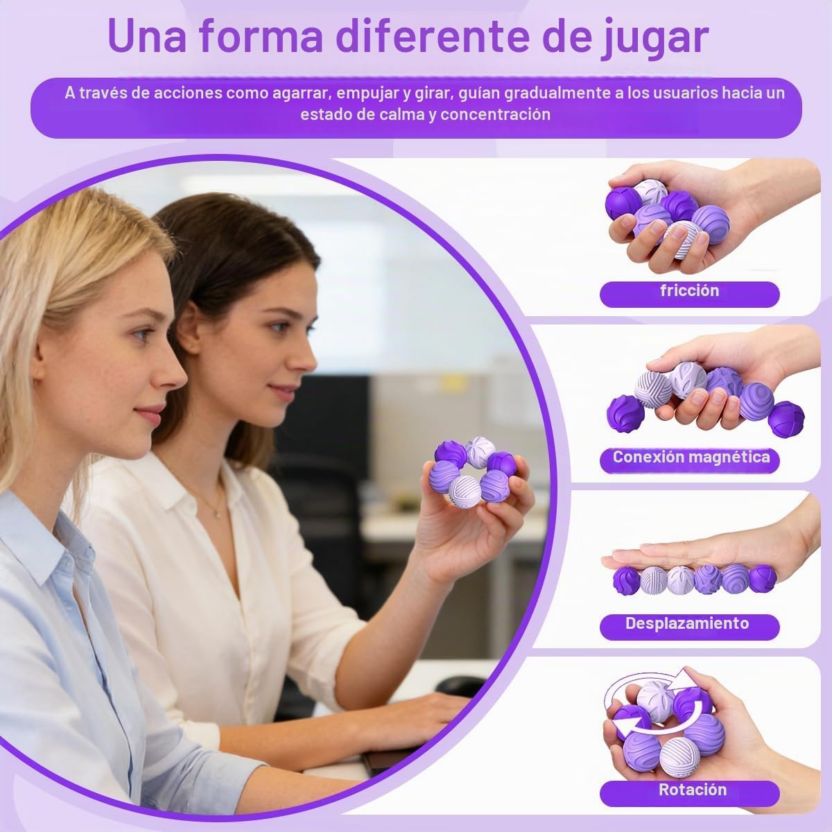 Bolas magnéticas de silicona para adultos y adolescentes, 6 juguete...