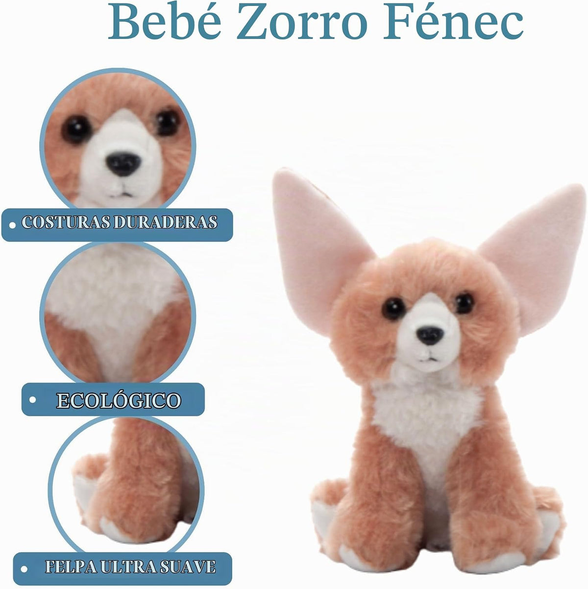 The Petting Zoo Peluche de zorro Fennec, Babiez, regalos para niños...