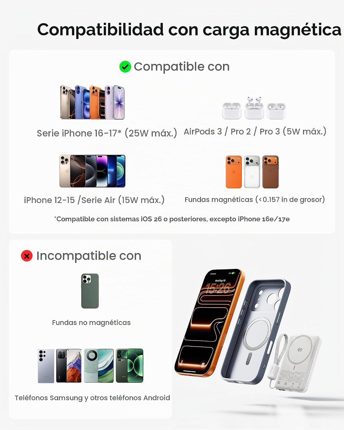 INIU Banco de energía más delgado para MagSafe, 10000 mAh Qi2.2 cer...