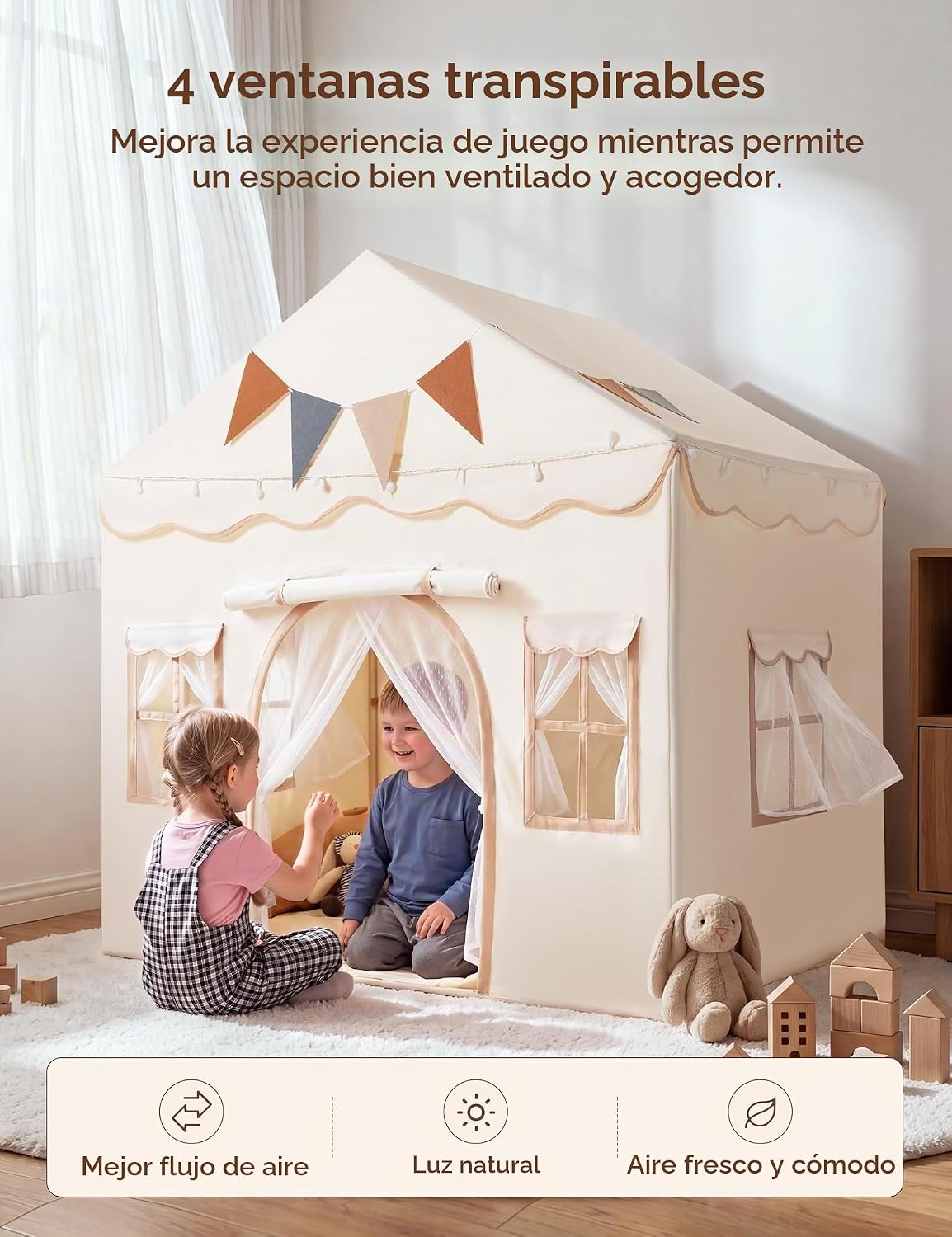 besrey Tienda de campaña 2 en 1 para niños, tienda interior con pue...