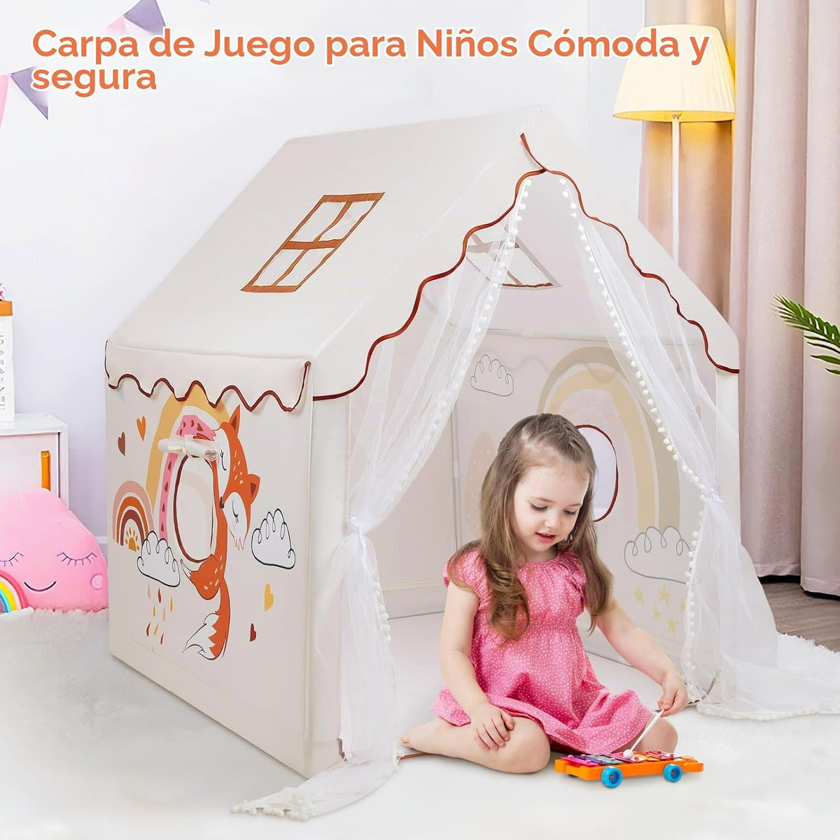 Tienda de campaña para niños con animales, estructura de juego pleg...