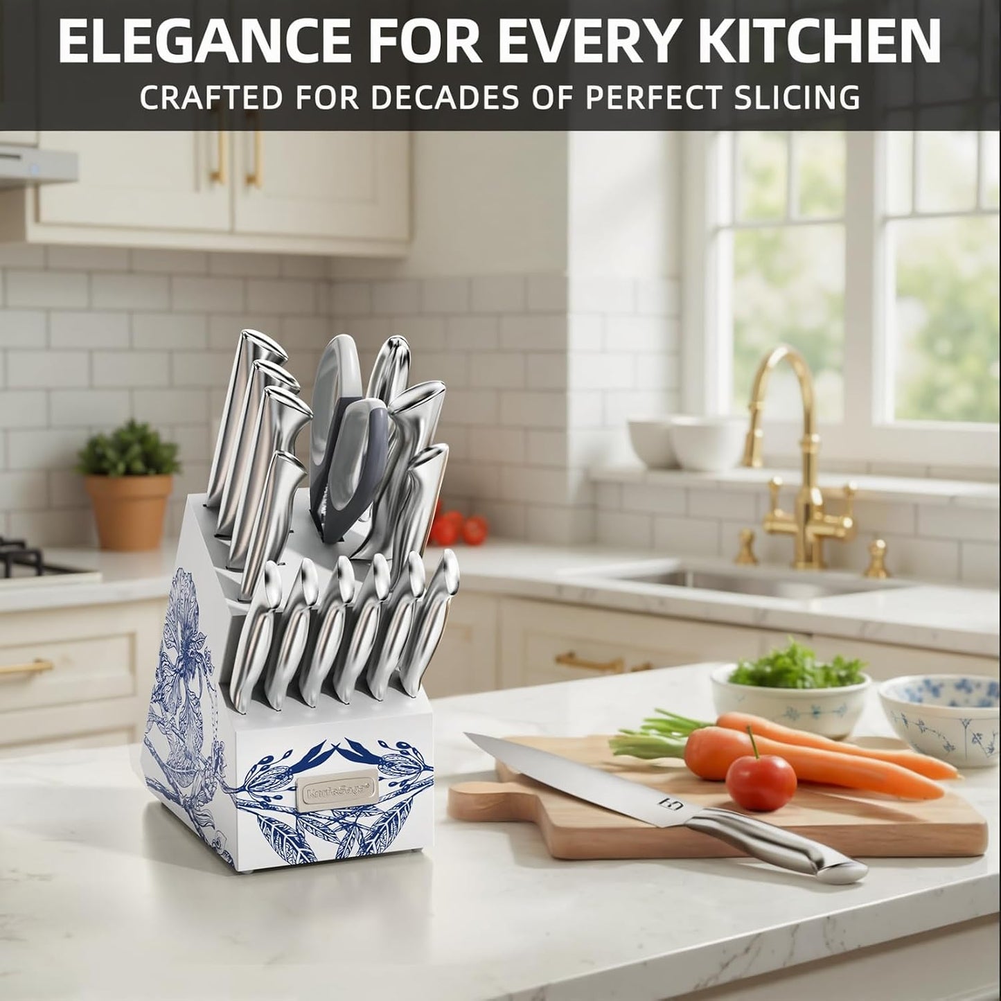 Juego de cuchillos de cocina KnifeSaga - Juego de bloque de cuchill...