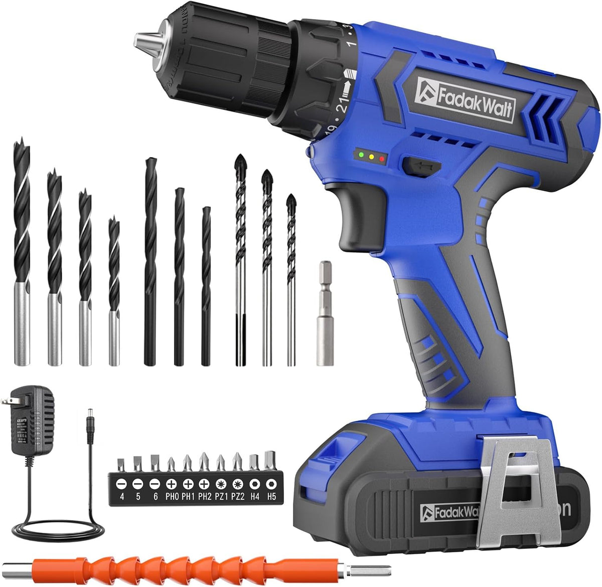 FADAKWALT Juego de taladro inalámbrico de 20V MAX, kit de taladro e...