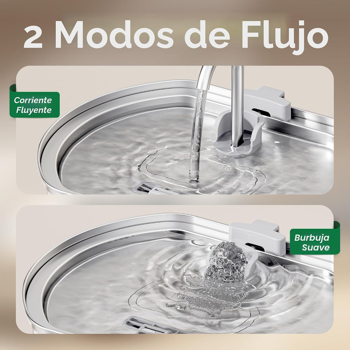 Fuente de agua para gatos de acero inoxidable: fuente de gato de 10...