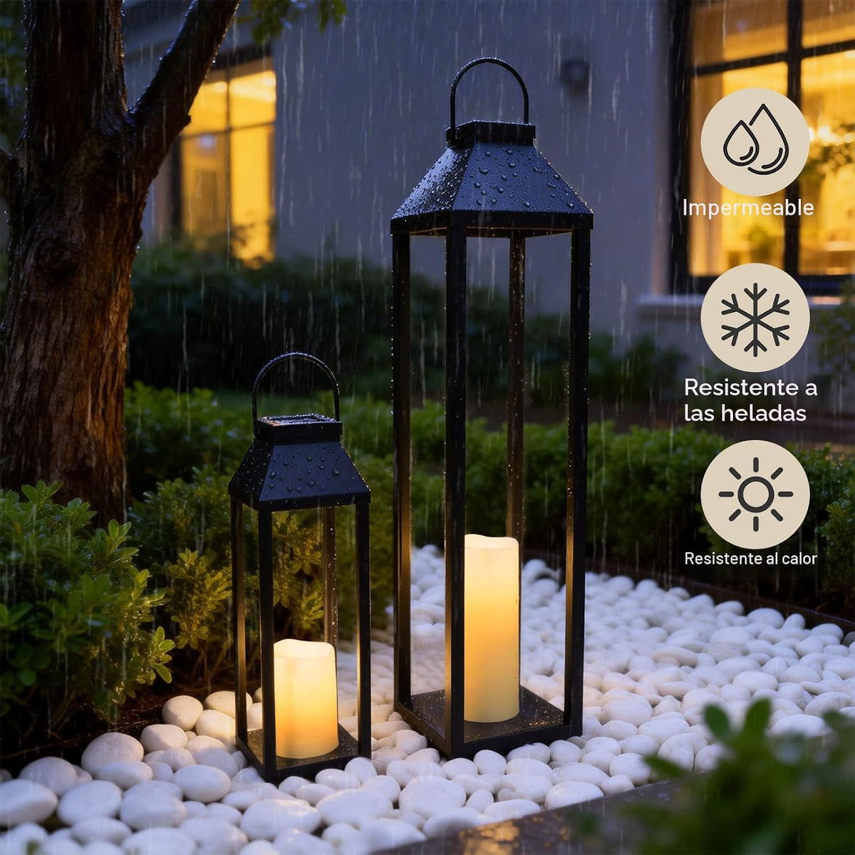 Faroles solares grandes para exteriores, impermeables, faroles deco...