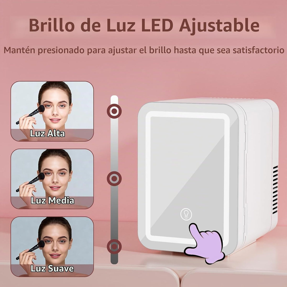 JrostKault Mini refrigerador de 4L con espejo LED, doble función de...