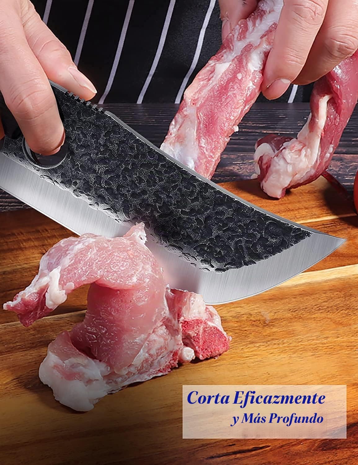 DRGSKL Cuchillo de carnicero forjado a mano con funda de cinturón y...