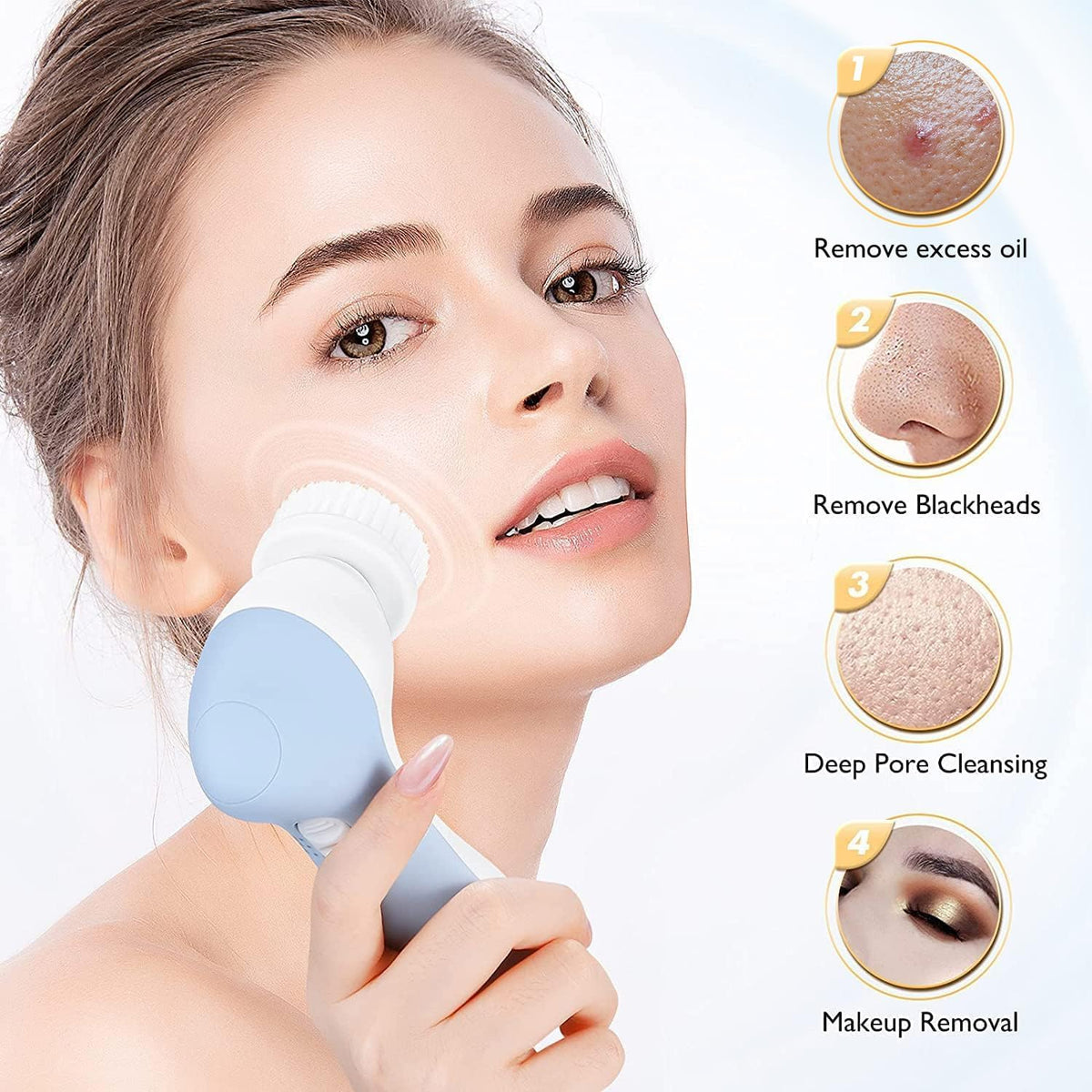COSLUS Cepillo de Limpieza Facial de Silicona: Dispositivo de Masaj...
