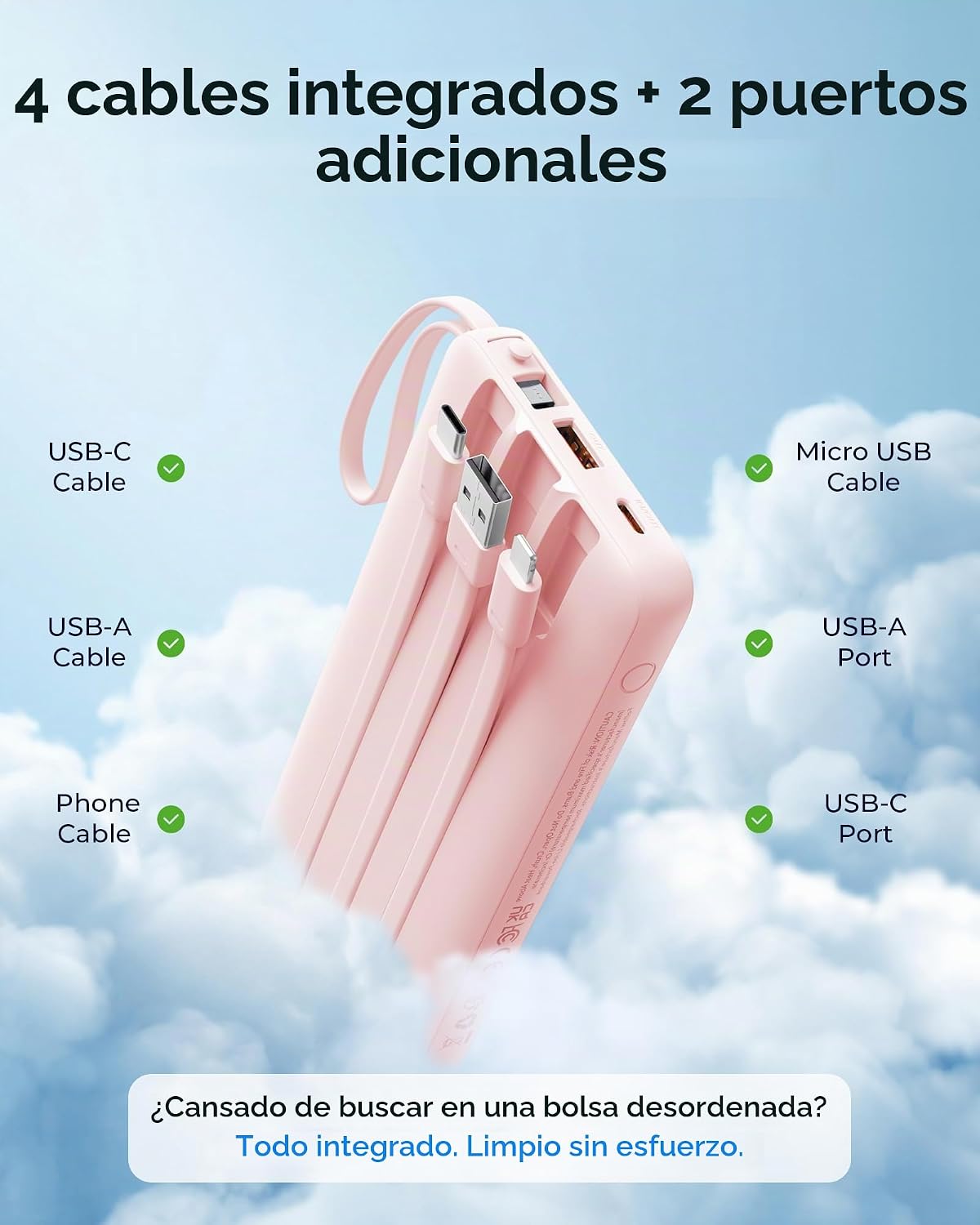VRURC Cargador portátil Power Bank - 20000 mAh Carga rápida PD 20 W...