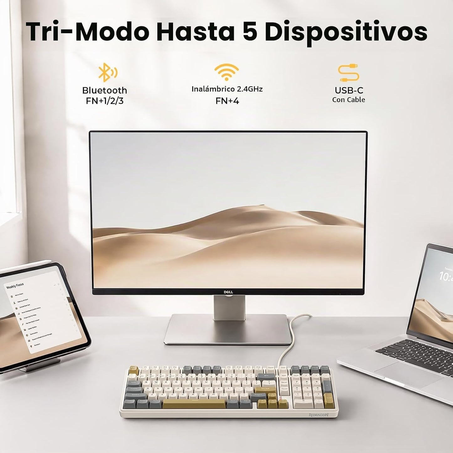 Redragon K528 Teclado inalámbrico para juegos Bluetooth Teclados de...