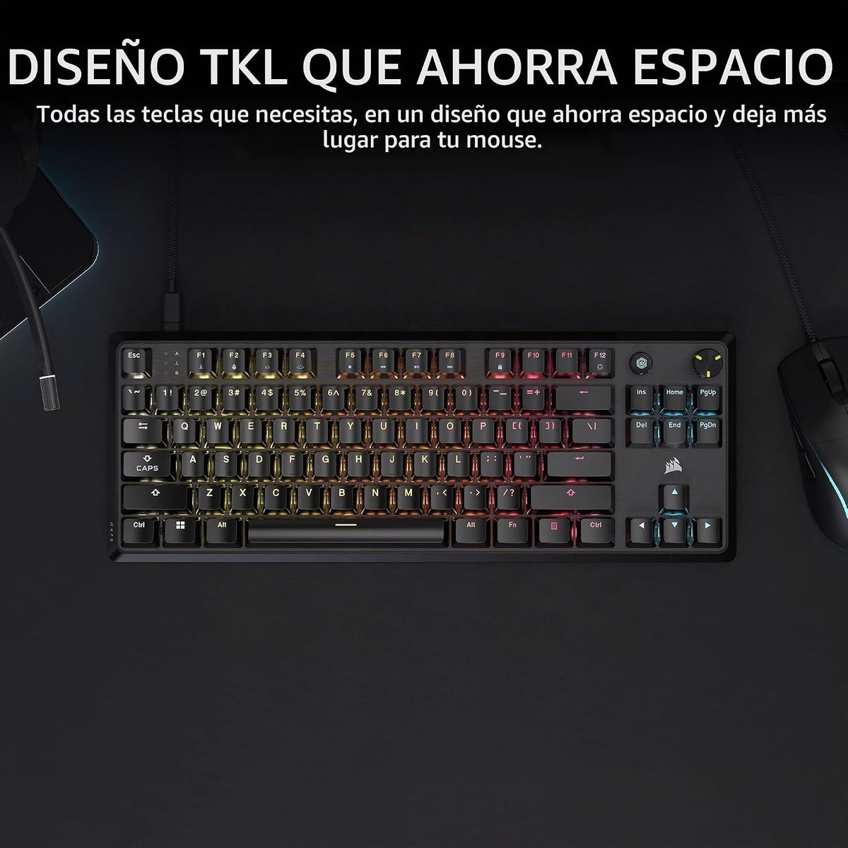 Corsair K70 CORE TKL RGB Teclado mecánico con cable para juegos sin...