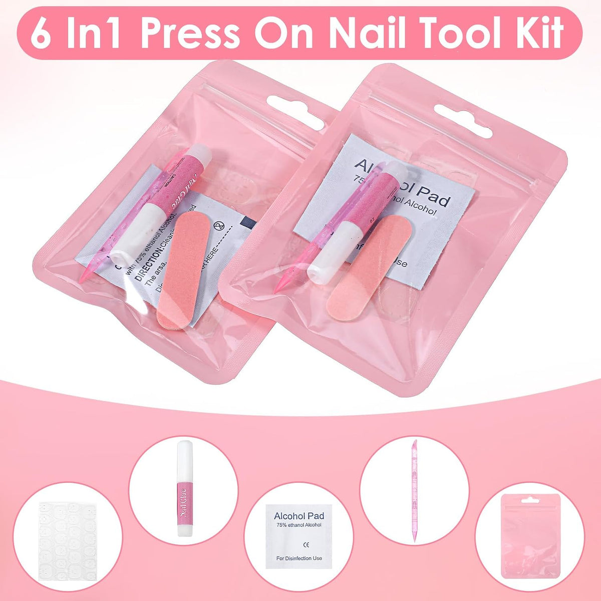 Kit de herramientas para uñas de 100 piezas, color rosa, para empre...