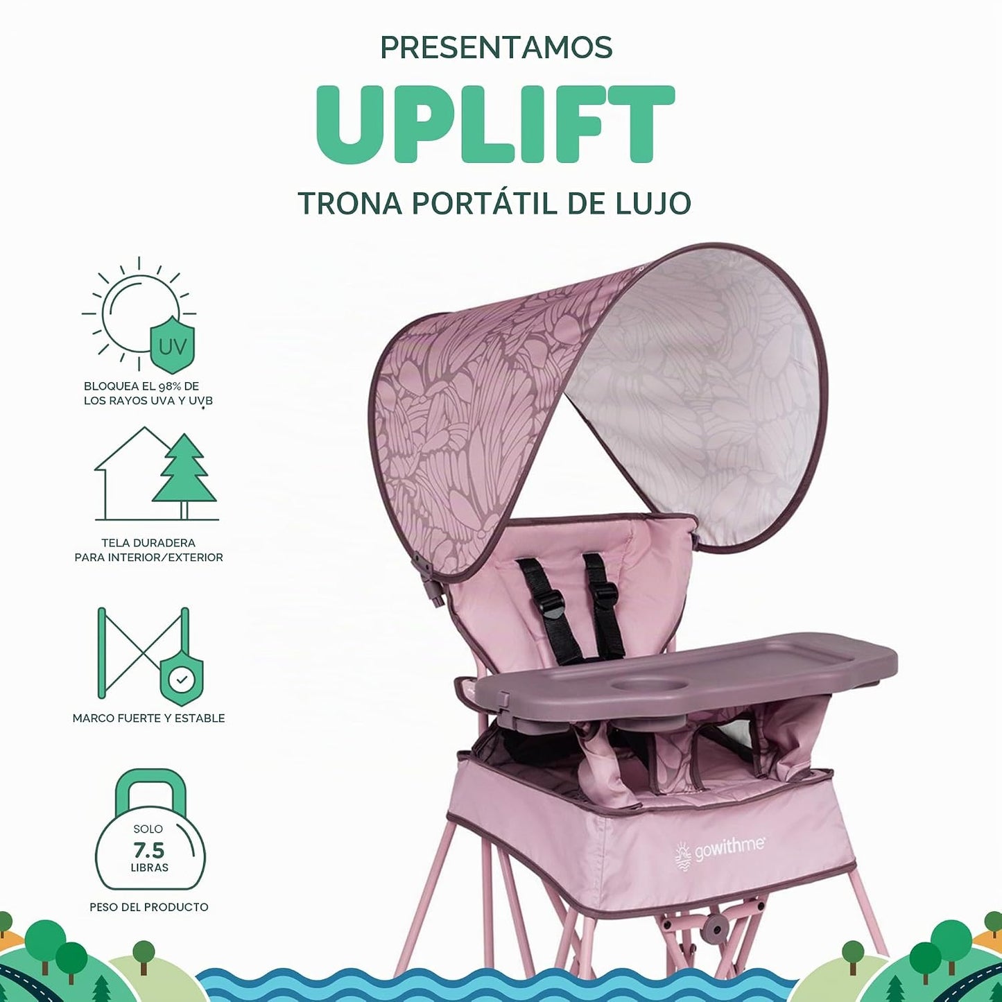 Baby Delight Go with Me Uplift - Silla alta portátil de lujo, silla...