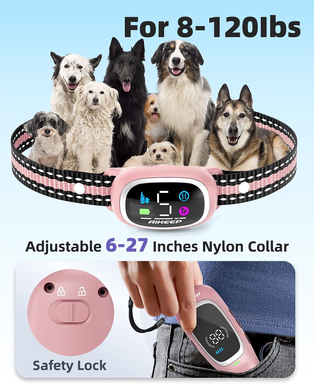 Collar de choque de perro 2 en 1 y collar de ladrido para perros, c...