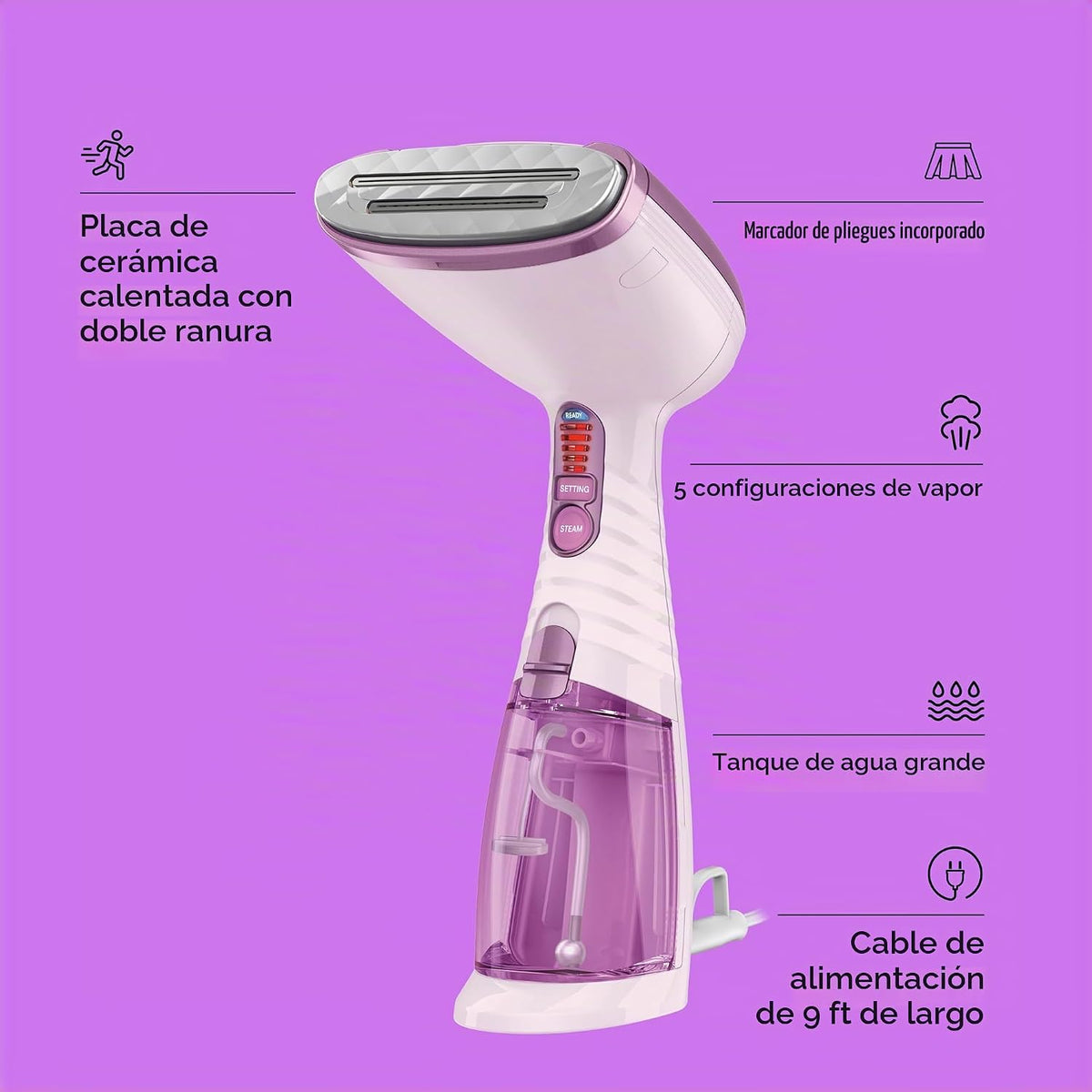 Conair Vaporizador de mano para ropa, vaporizador de tela Turbo Ext...