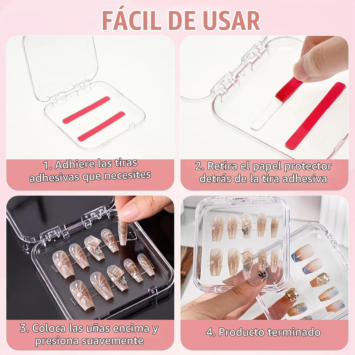 Faelhacon 80 juegos de cajas de almacenamiento de uñas a presión co...