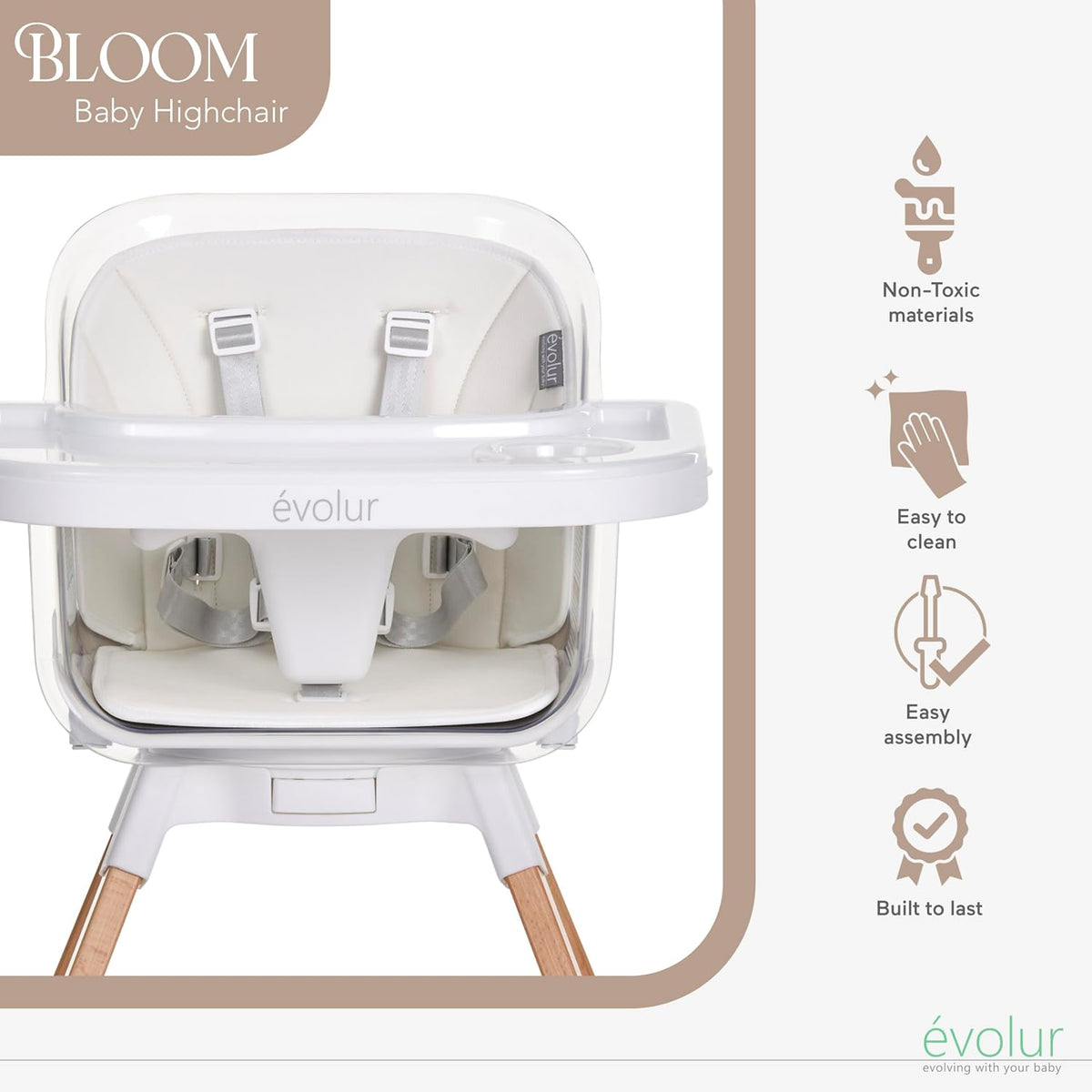 Evolur Silla alta de 360° Bloom, giratoria y convertible, con altur...