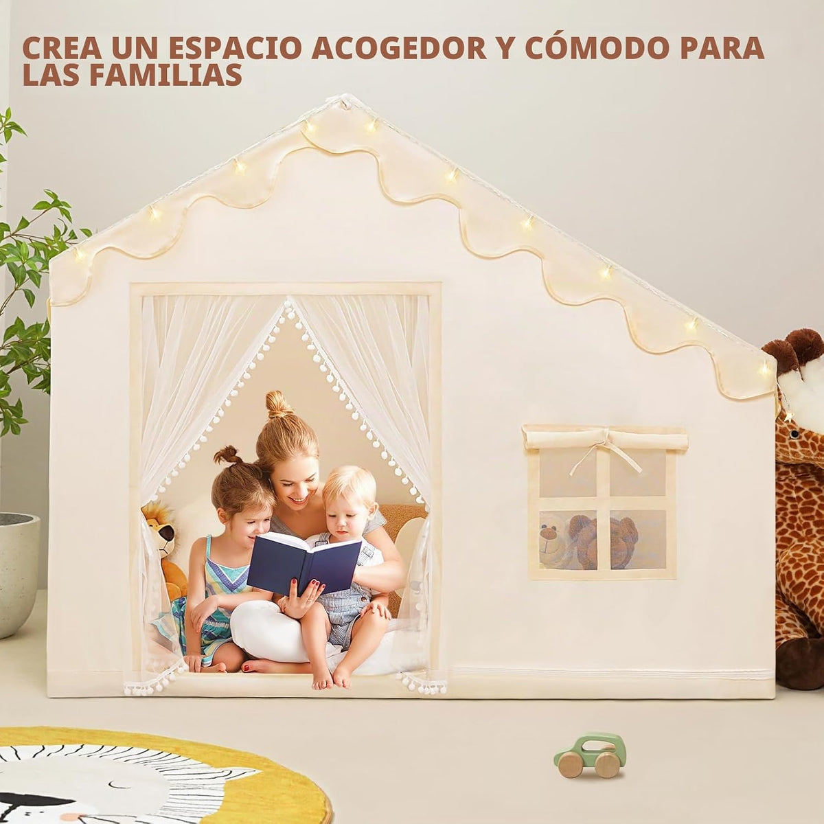 PIIKAGO Tienda de campaña para niños con alfombra, luces de estrell...