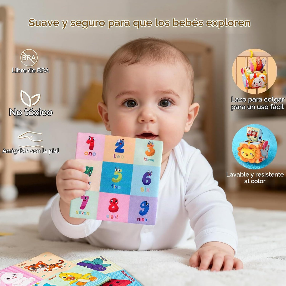 Caja de pañuelos para bebés de 6 a 12 meses, juguetes sensoriales |...