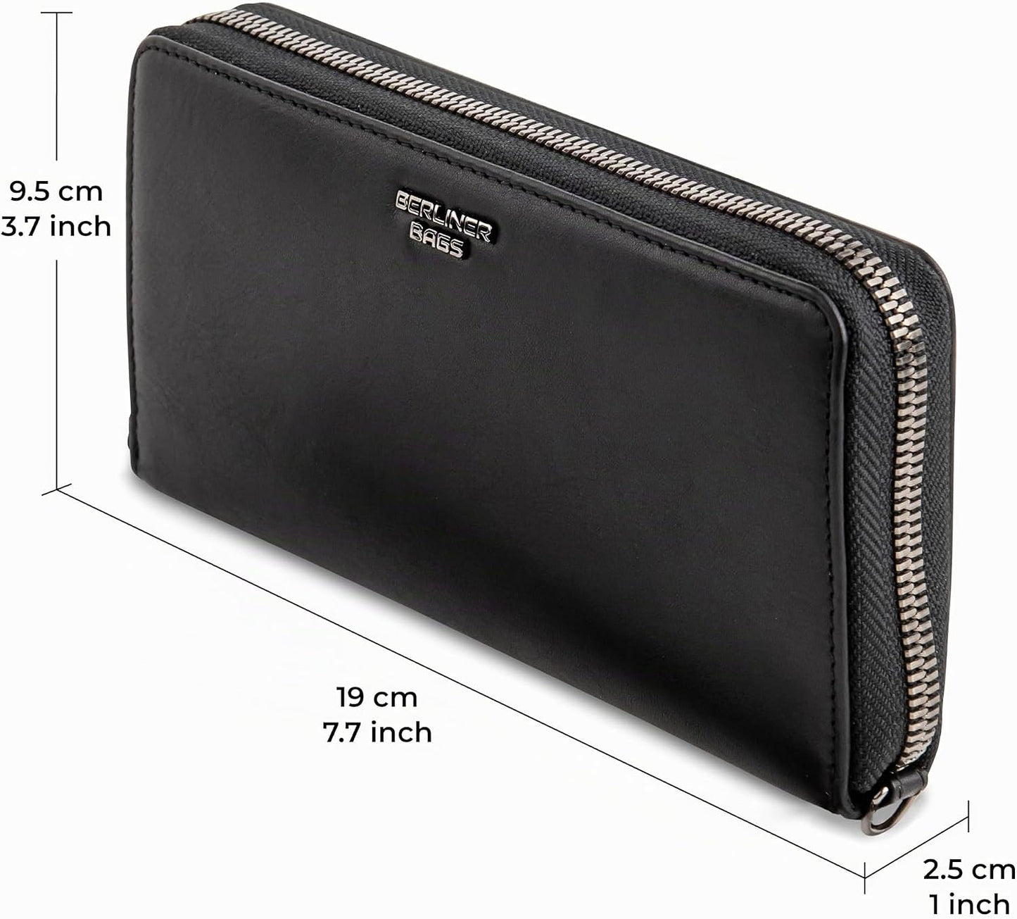 BERLINER BAGS Cartera Lyon de piel auténtica de alta calidad, con b...