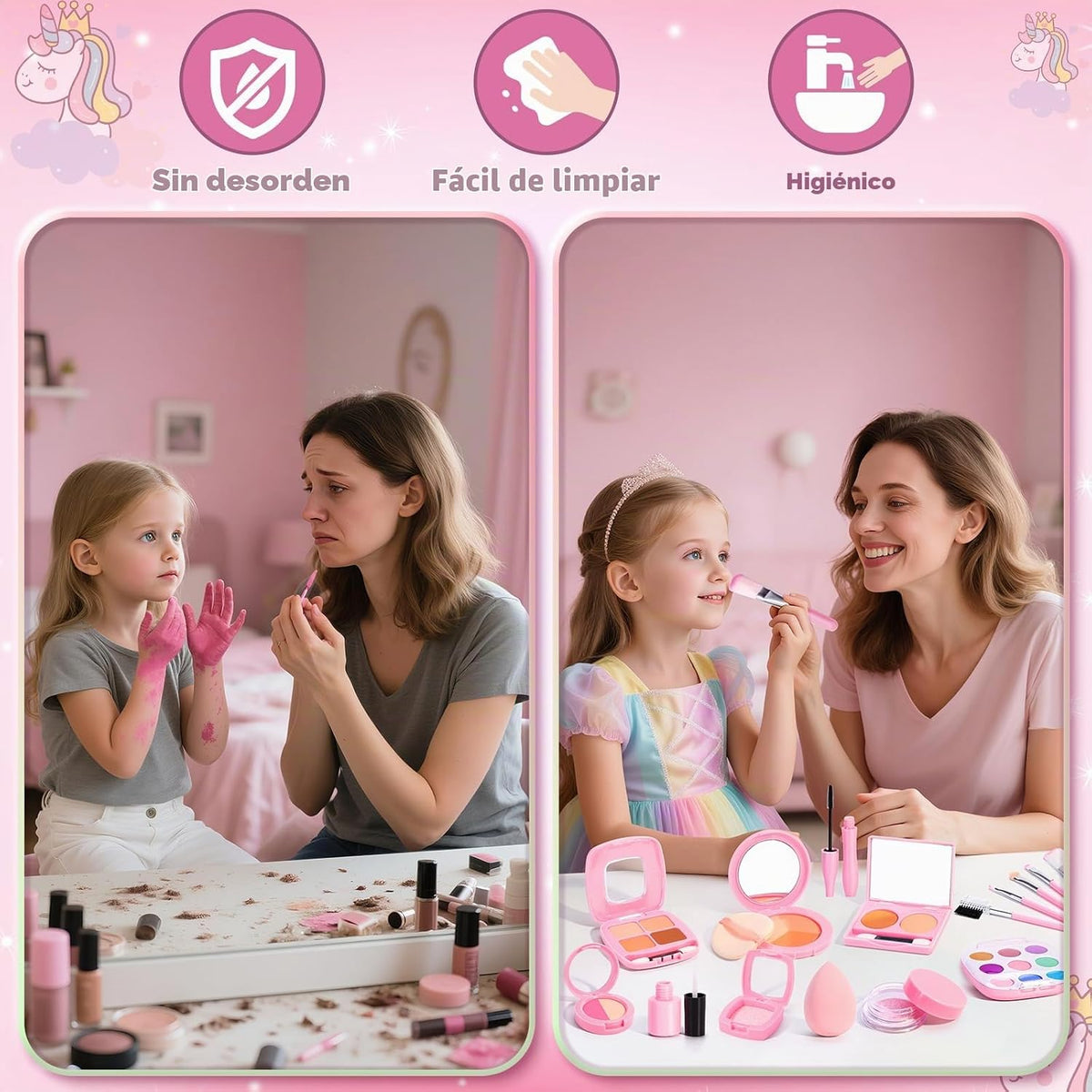 Juego de maquillaje para niños de 3 a 5 años, maquillaje falso para...