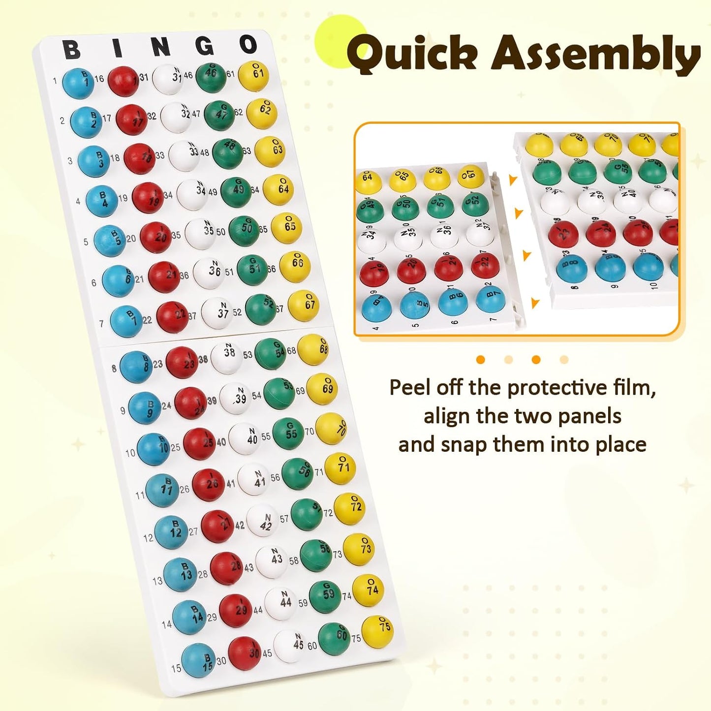 Flenpptly Juego de bingo con jaula, tablero, 50 tarjetas, 75 bolas,...