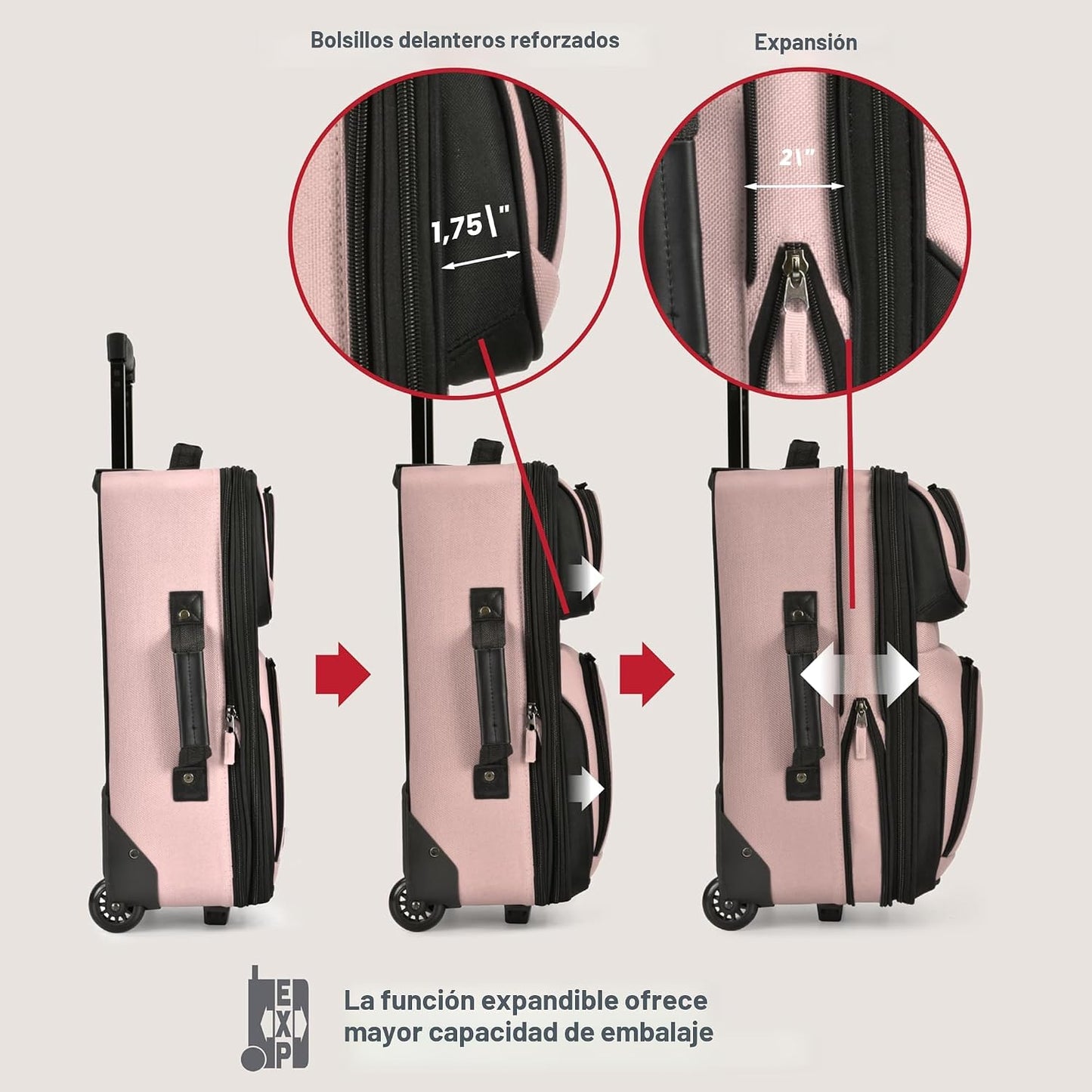 Maleta de cabina con ruedas, expandible, ligera U.S. Traveler Rio,...