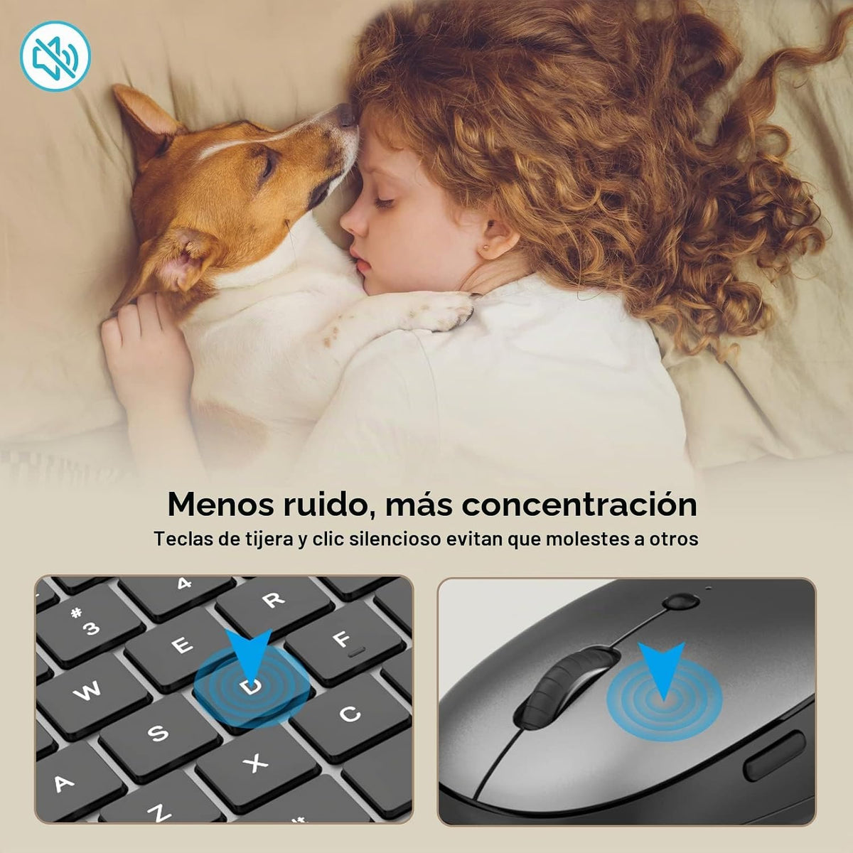 AUSDOM Combo de teclado y mouse inalámbricos, juego de mouse de tec...