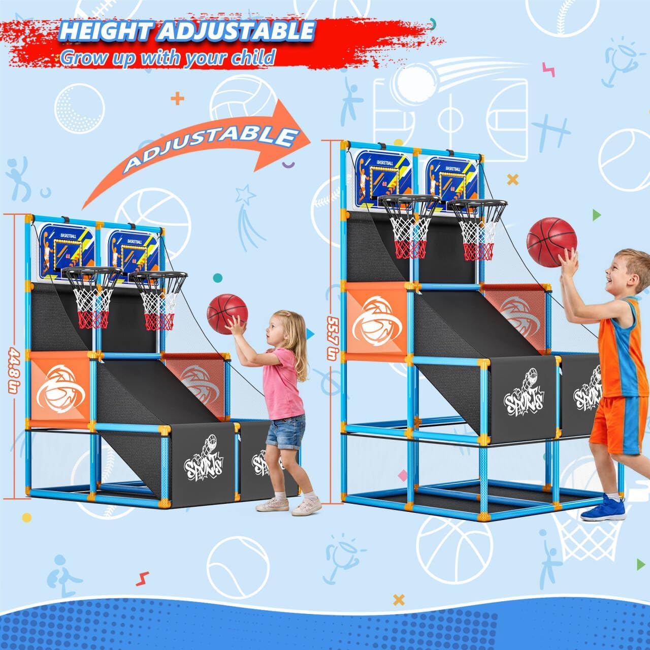 Juego de baloncesto arcade de doble disparo, juguetes para niños: a...