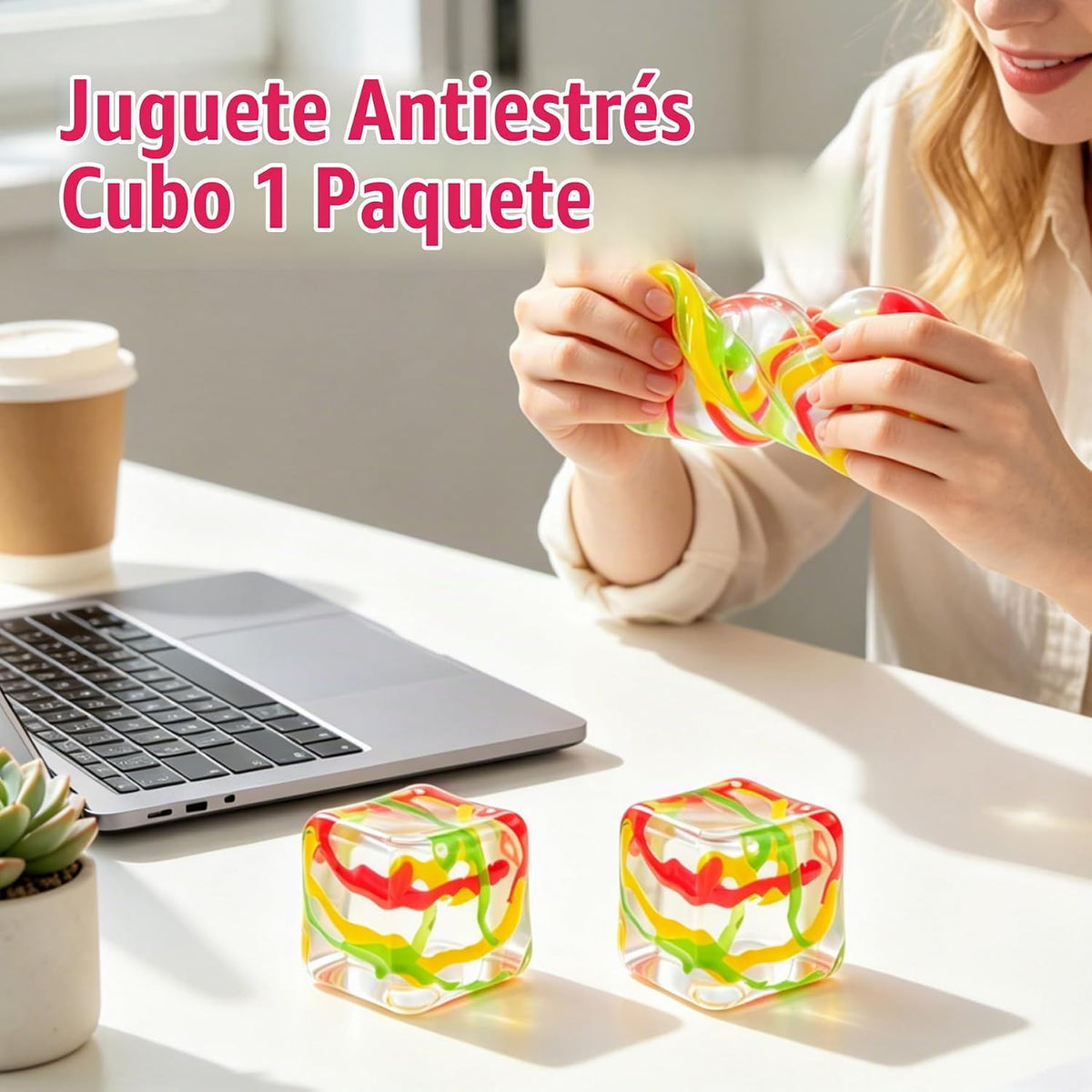 Cubo antiestrés de 1.97 pulgadas, cubo de remolino transparente par...
