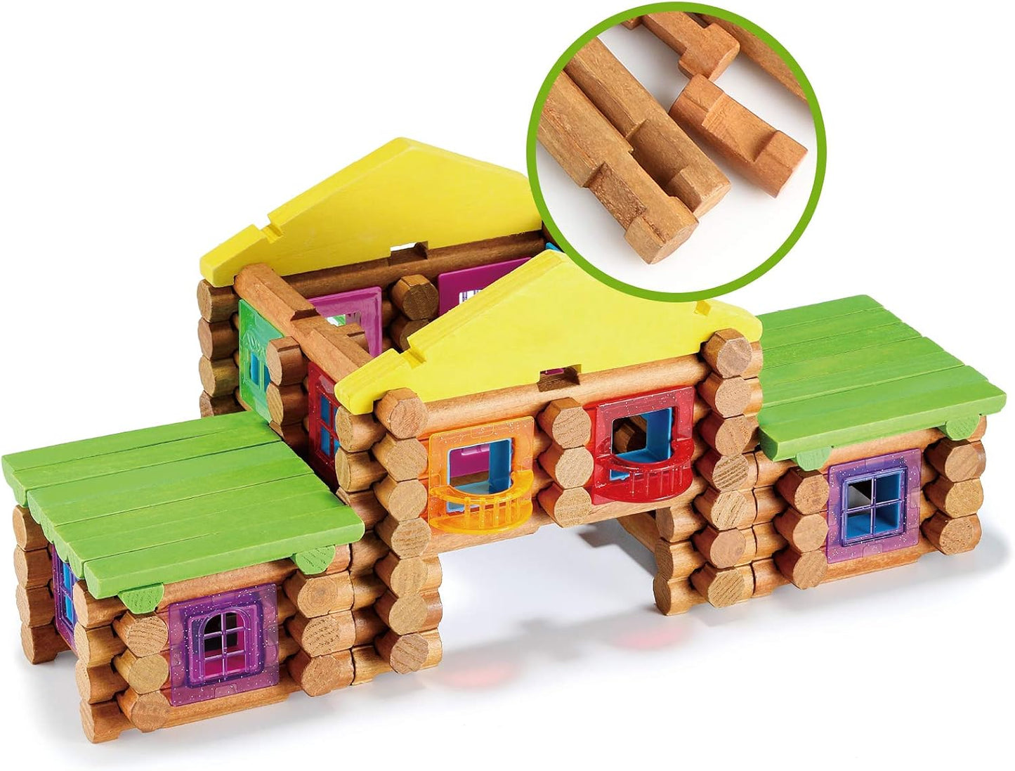 Wondertoys Juego de troncos de madera real de 269 piezas a partir d...