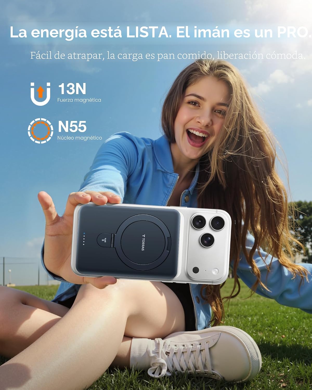 TORRAS EasyGo Cargador portátil para iPhone, banco magnético de ene...