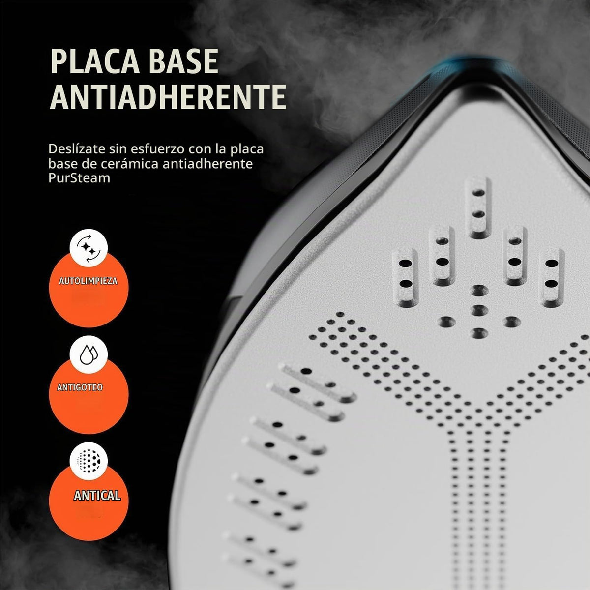 Pursteam Plancha de Vapor para Ropa 1700W con Suela Autolimpiante A...