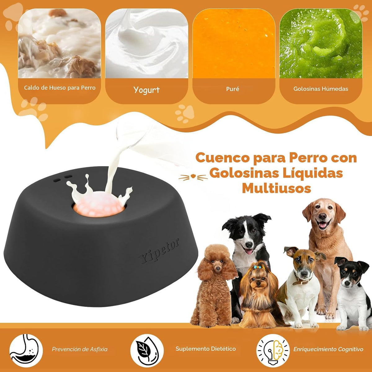 Yipetor Cuenco de lamer para perros, juguetes de rompecabezas de |...