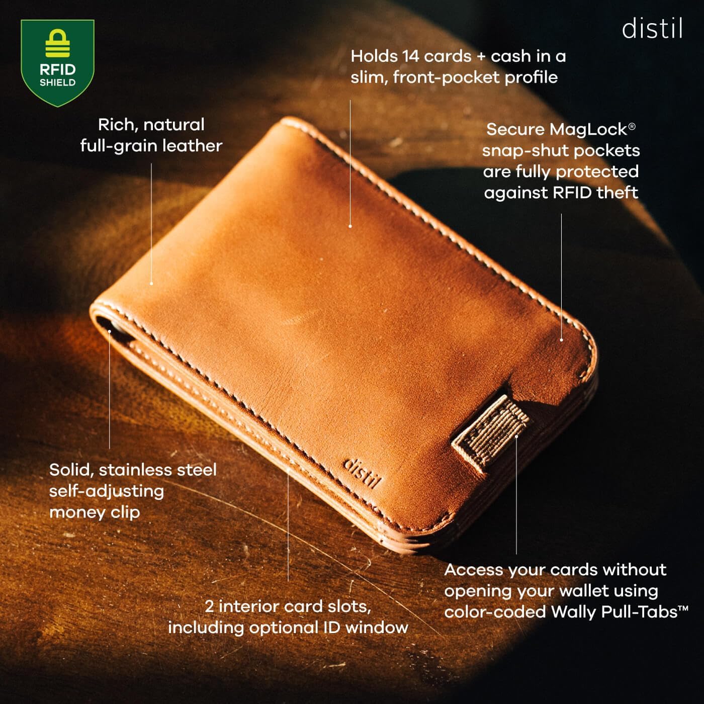 Distil Union Wally Bifold 5.0 - Cartera delgada y plegable para hom...