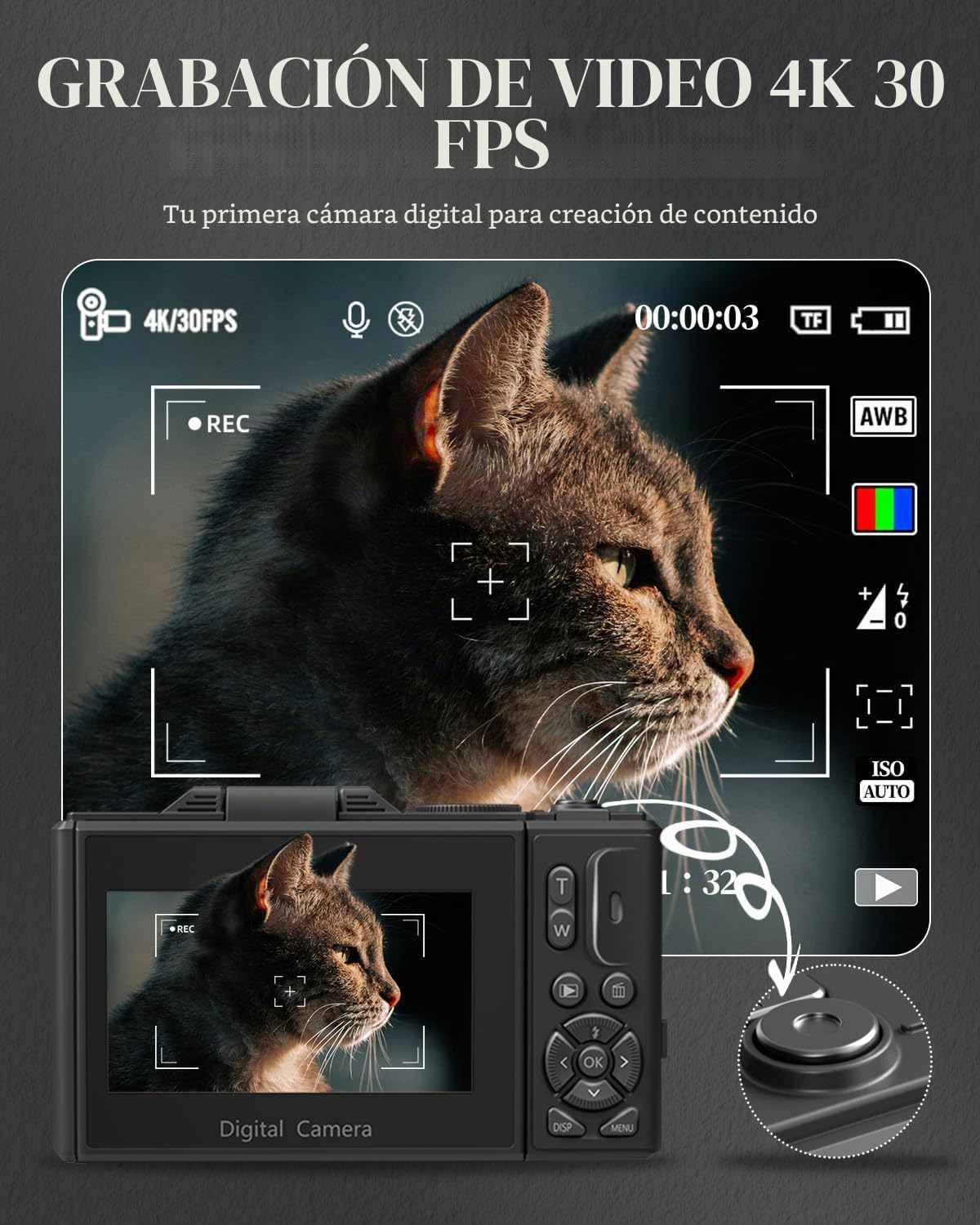 ULPTXOO Cámara digital 4K para principiantes y adolescentes, cámara...