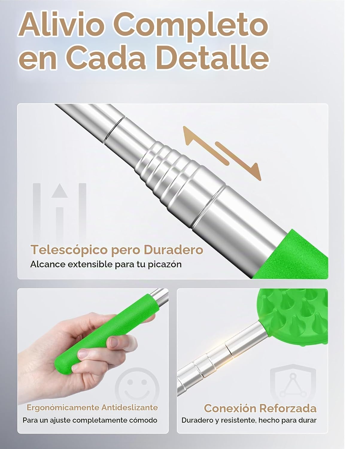 Rascador telescópico de espalda con 5 cabezas desmontables, regalo...