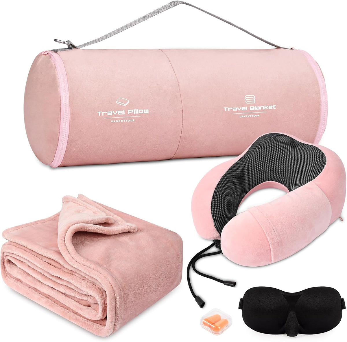 urnexttour Juego de almohada y manta de viaje, almohadas para el cu...