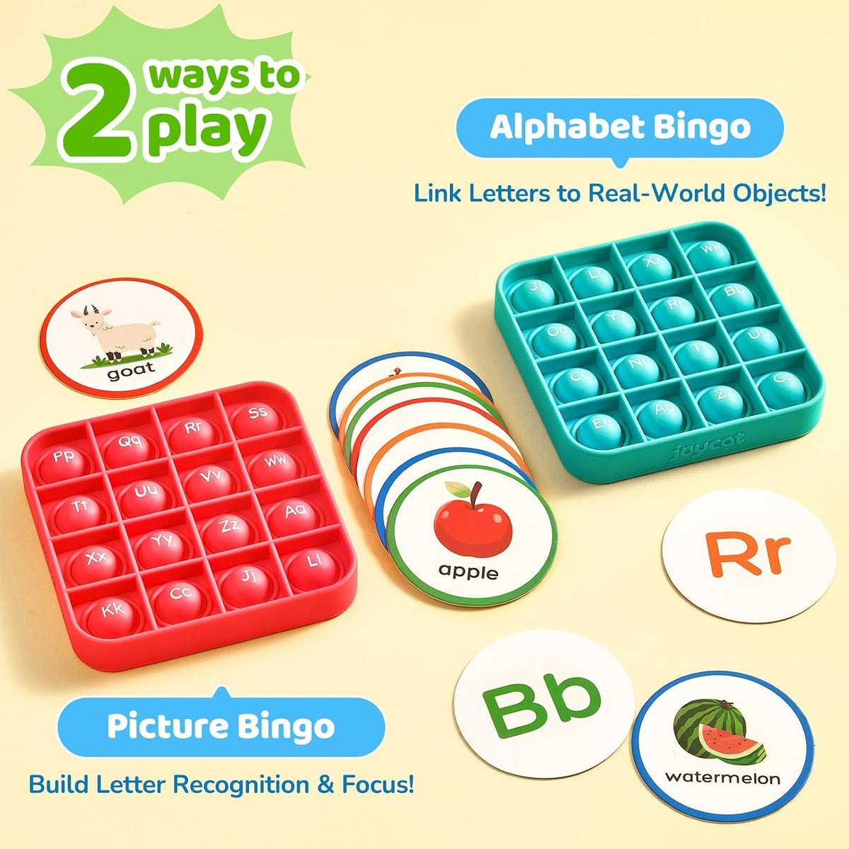 JoyCat Juego de bingo del alfabeto+tablero de seguimiento de letras...