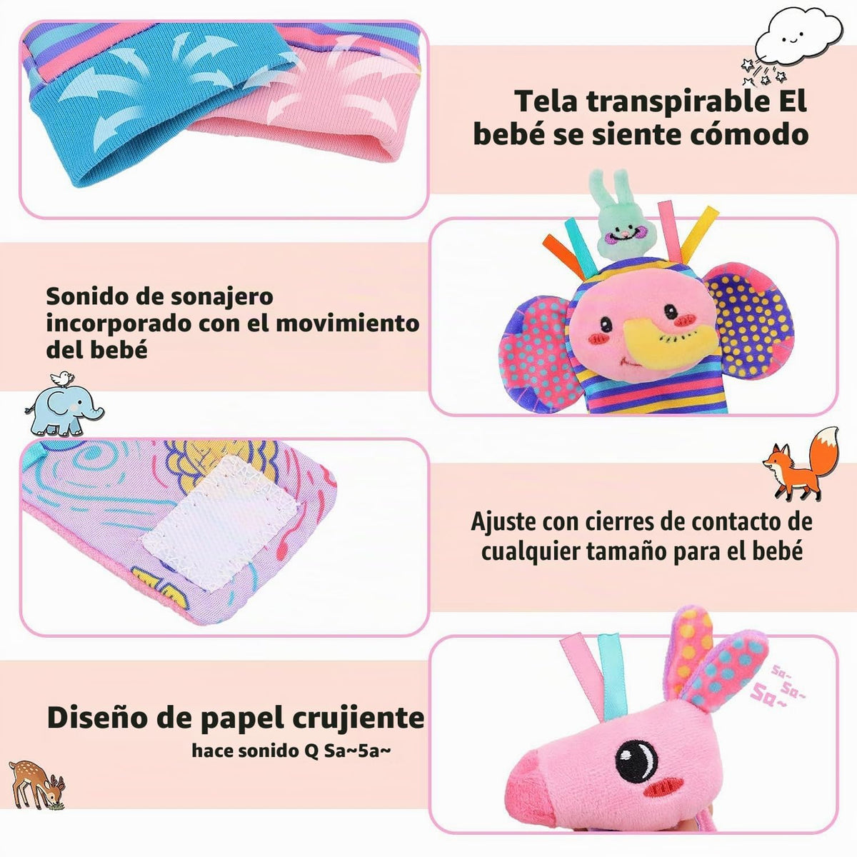 MPQMPQ Calcetines con Sonajero de Muñeca y Buscador de Pies para Ni...