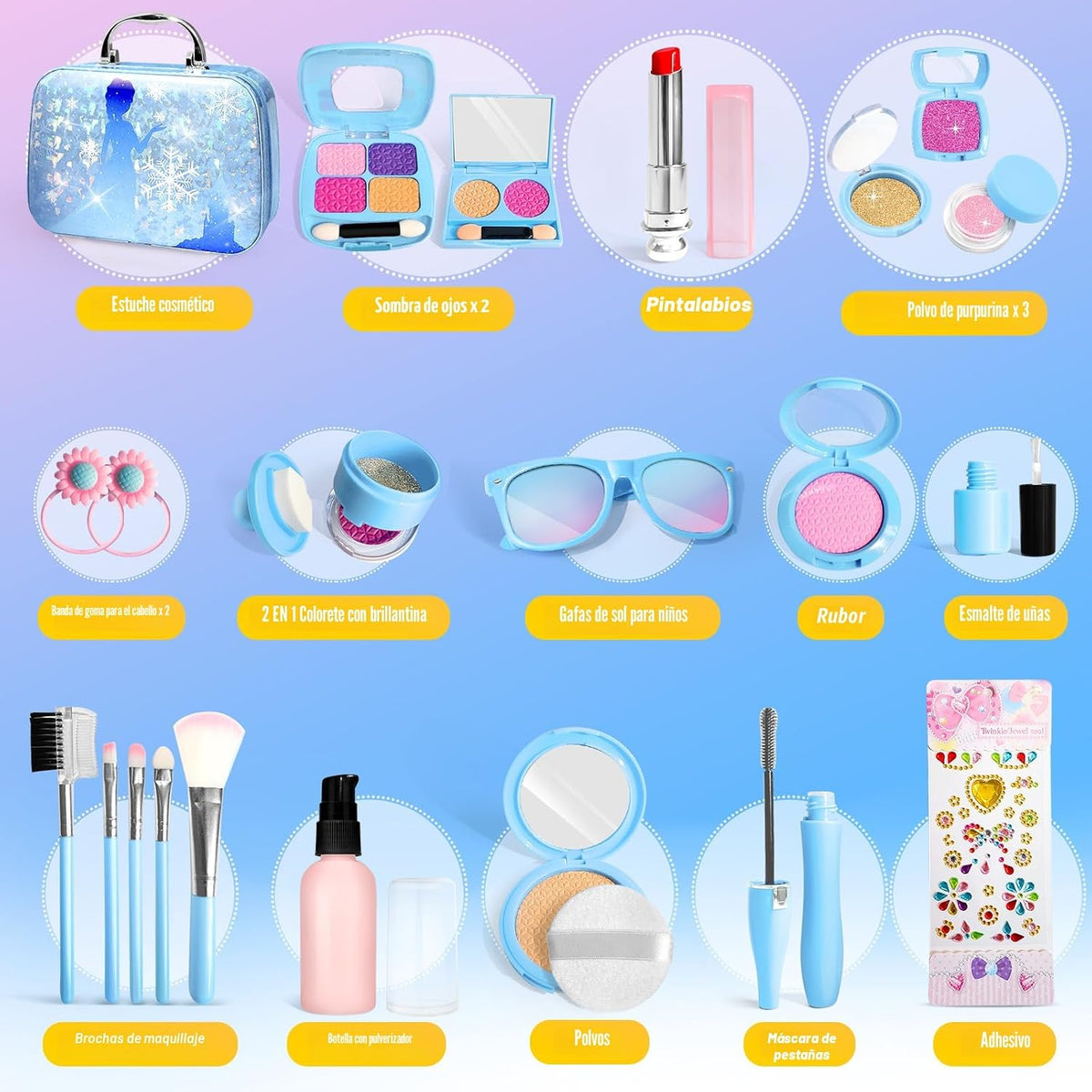 Frozen Kids - Maquillaje falso para niñas pequeñas de 3-5, 4, 6, 5-...