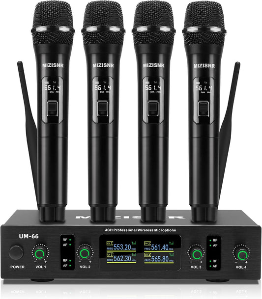 MIZISNR Sistemas de micrófono inalámbrico UHF, juego de micrófono d...