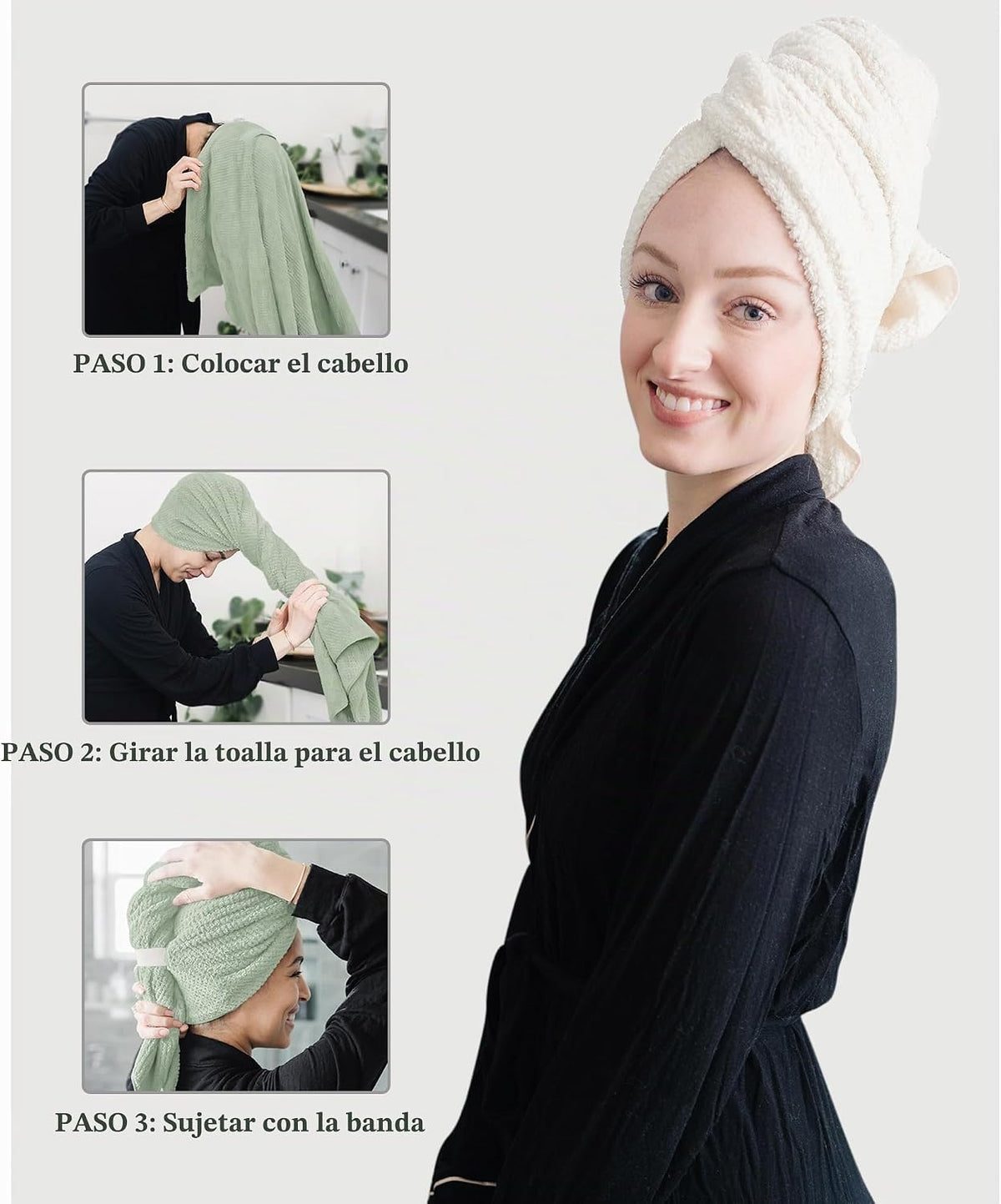 ROLSHOL 2 Paquetes Toallas Grandes de Microfibra para Cabello para...