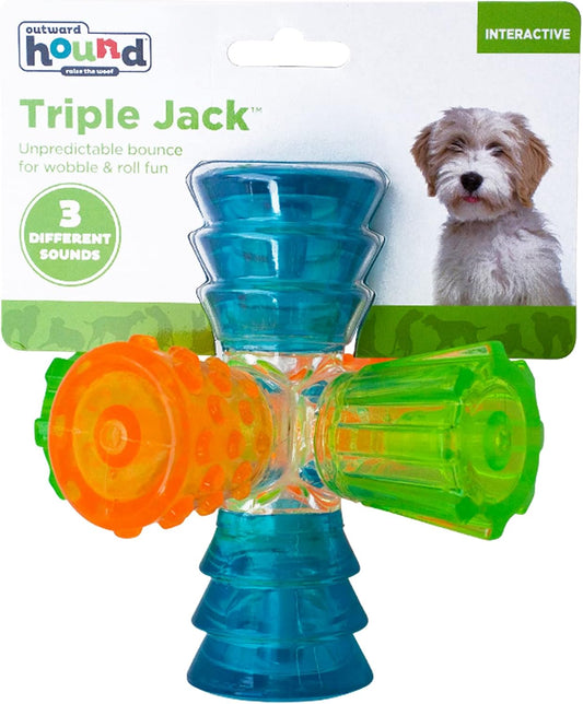 Outward Hound Triple Jack - Juguete interactivo para perro con múlt...